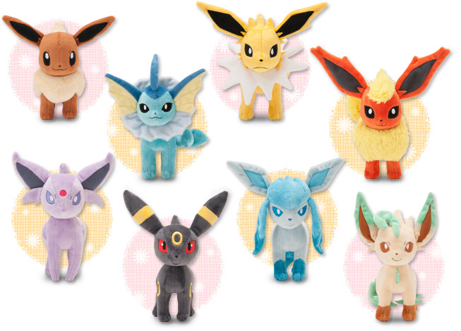 peluches de eevee y sus evoluciones