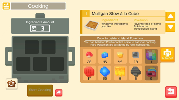 Pokémon Quest: Cocinar